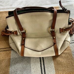 dooney and bourke white and Brown Leather Handbag